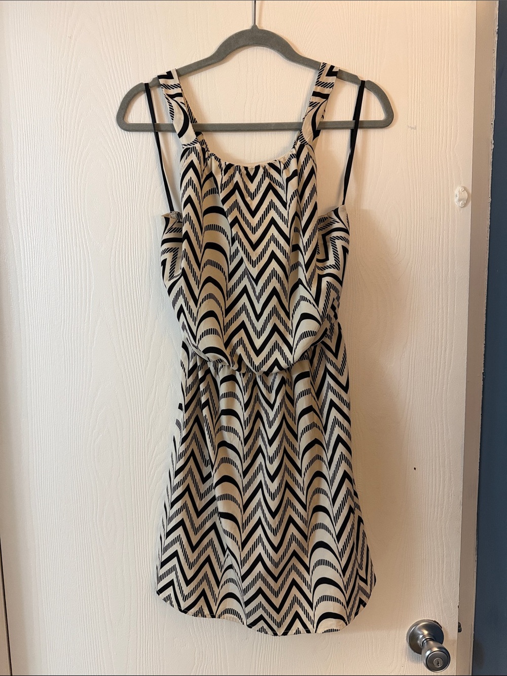 City Triangles Black & Cream Chevron Mini Dress